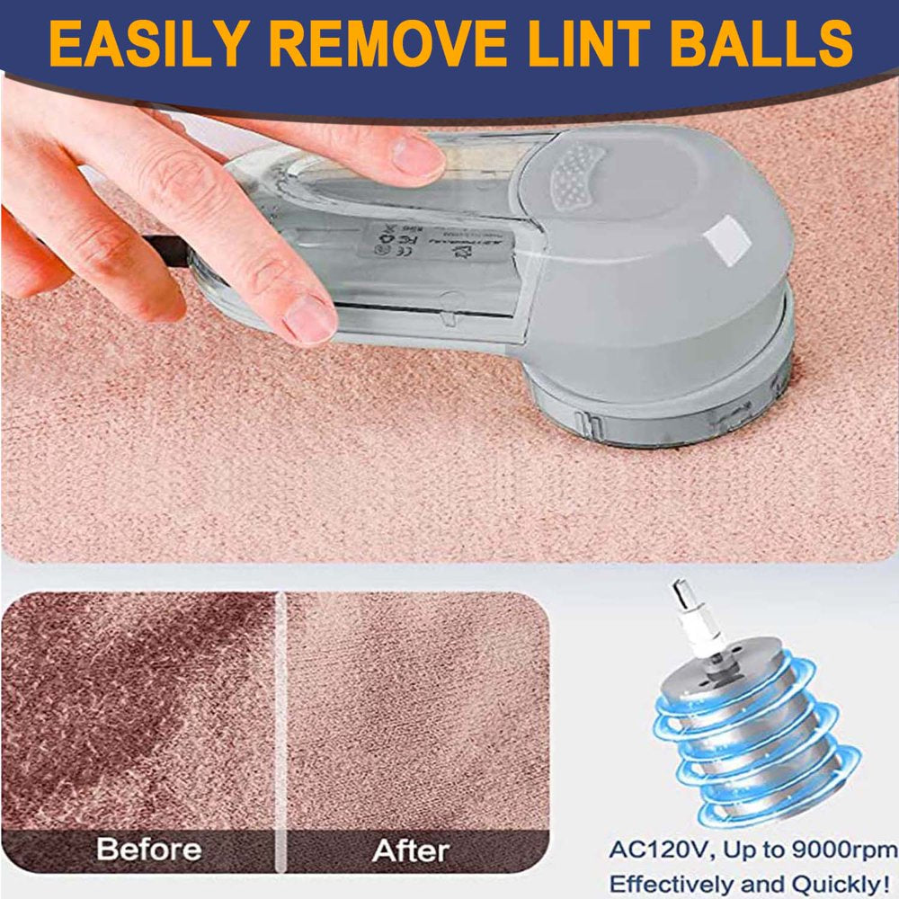 Fabric Lint Remover, Rechargeable, 3-Leaf Blades, Remove Clothes Fuzz, Lint Balls (Stainless Steel)