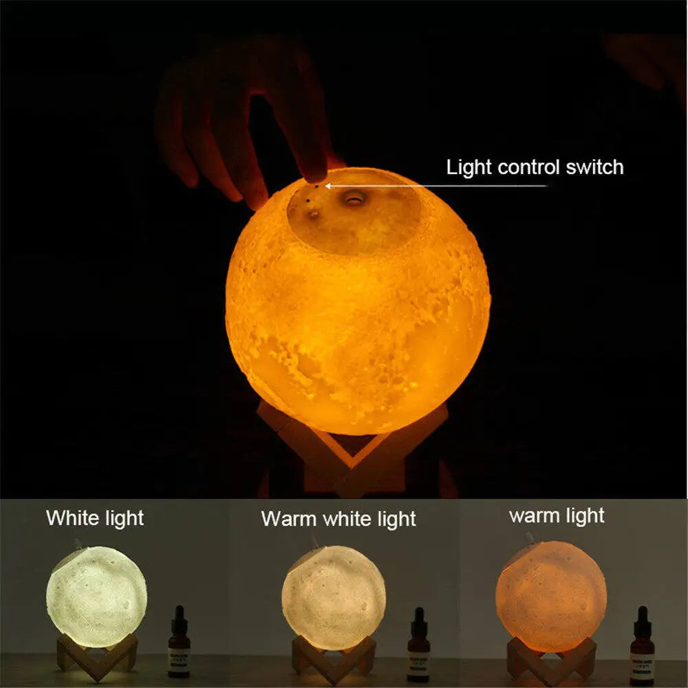 Moon Air Diffuser 880ML Aroma Spreader Ultrasonic Portable Air Humidifier USB Air Shooter Full Moon Light Night Home Decor