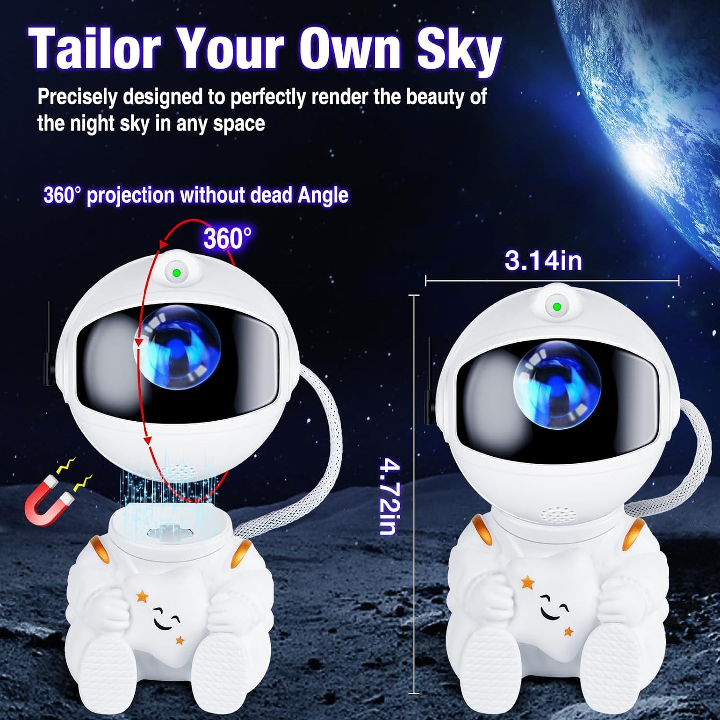 Astronaut Projector，Star Projector Galaxy Light，Night Light for Kids，Light Projector for Bedroom，Starry Nebula Ceiling LED Lamp，With Remote (White1)