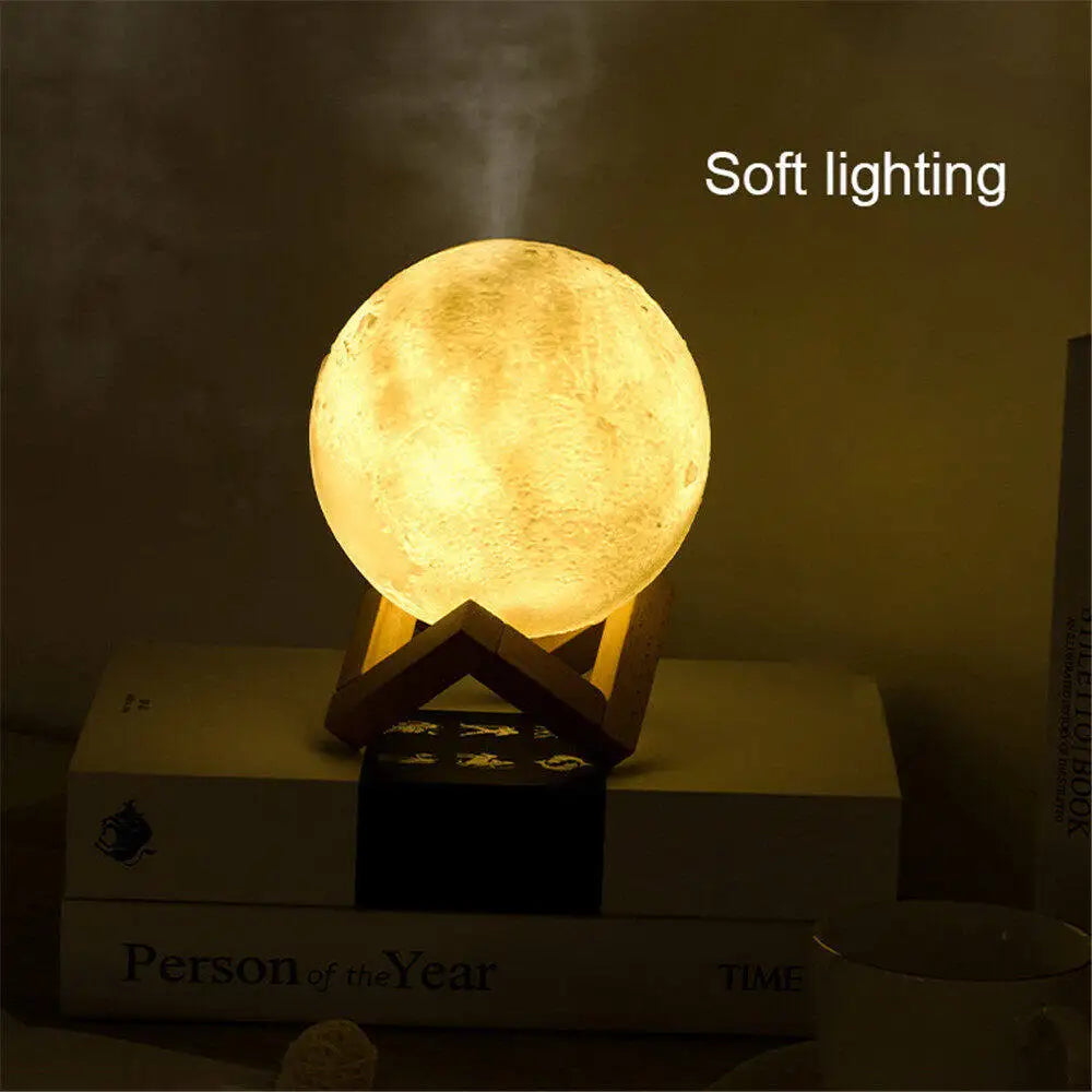 Moon Air Diffuser 880ML Aroma Spreader Ultrasonic Portable Air Humidifier USB Air Shooter Full Moon Light Night Home Decor