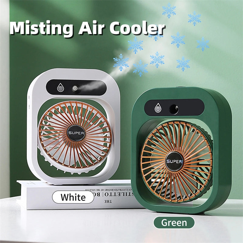 Air Conditioning Fan Desk Misting Fan Air Cooler Cooling USB Rechargeable Humidifier Portable Spray Fan with 3 Wind Speeds for Home